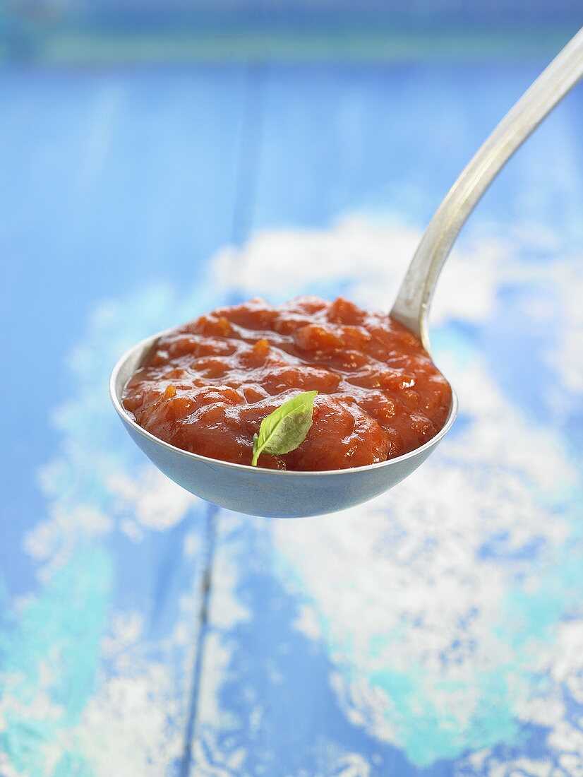 A ladle of salsa