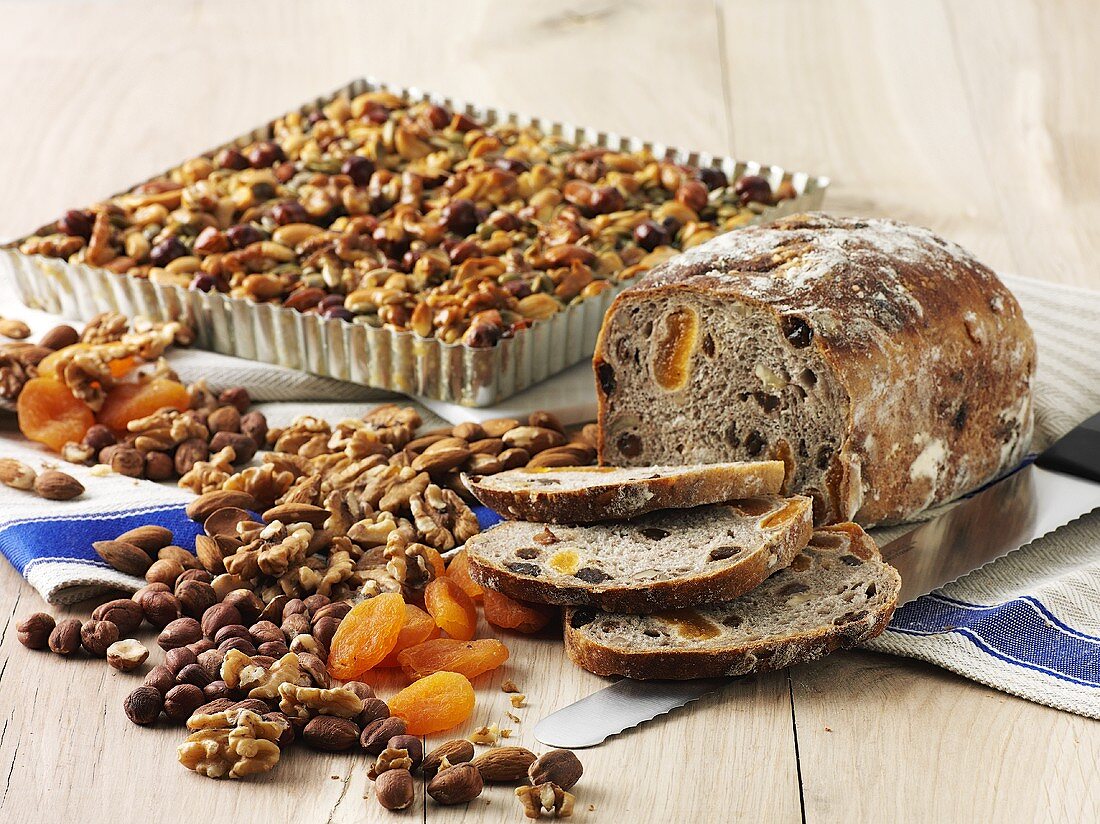 Bread with nuts and dried apricots