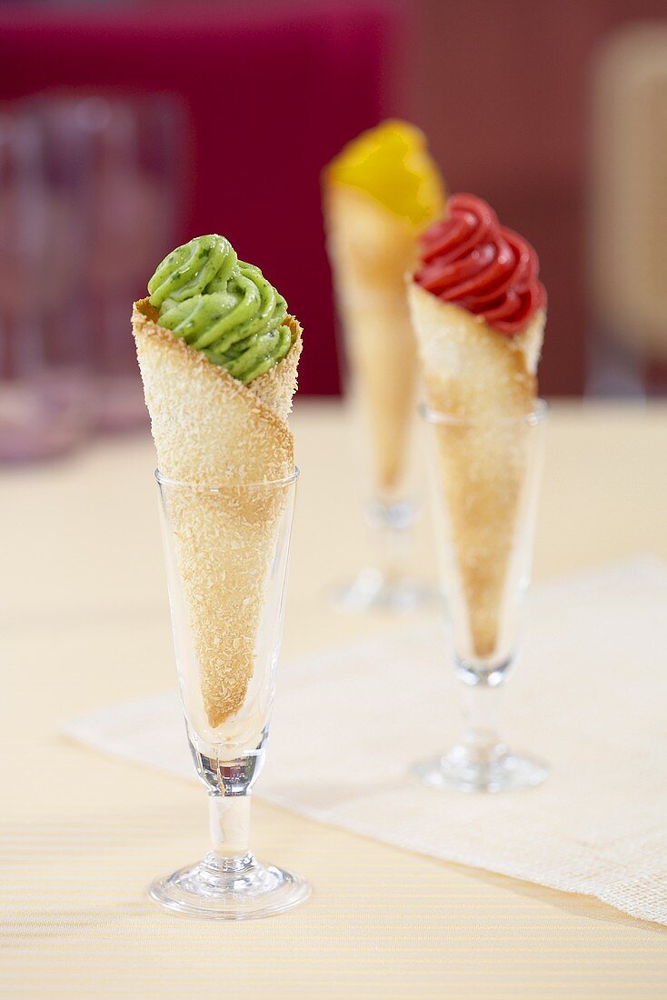 Three sorbets in coconut cones