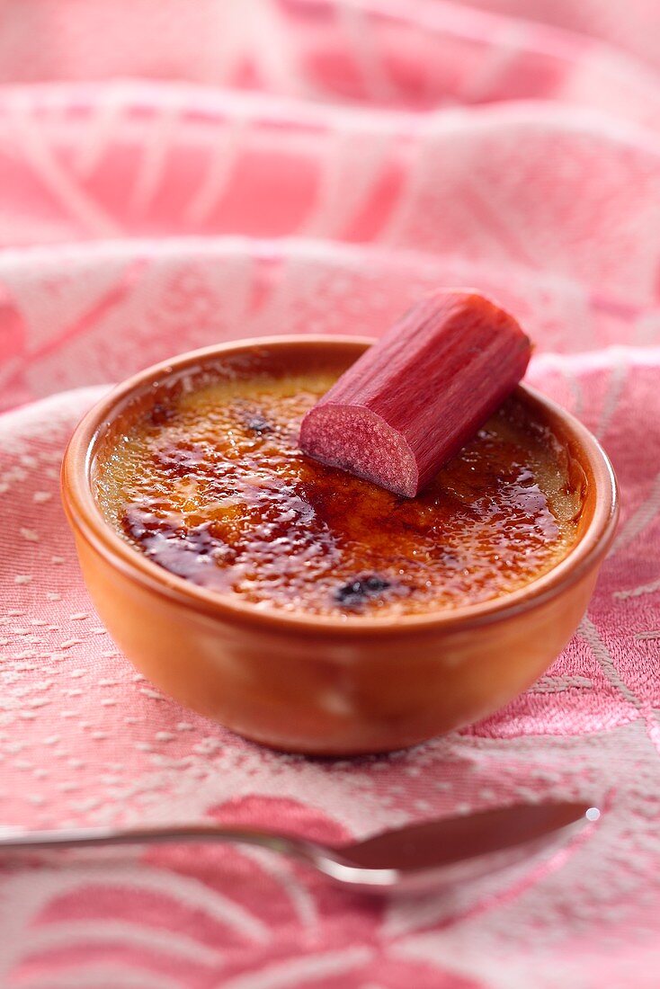 Creme brulle with rhubarb