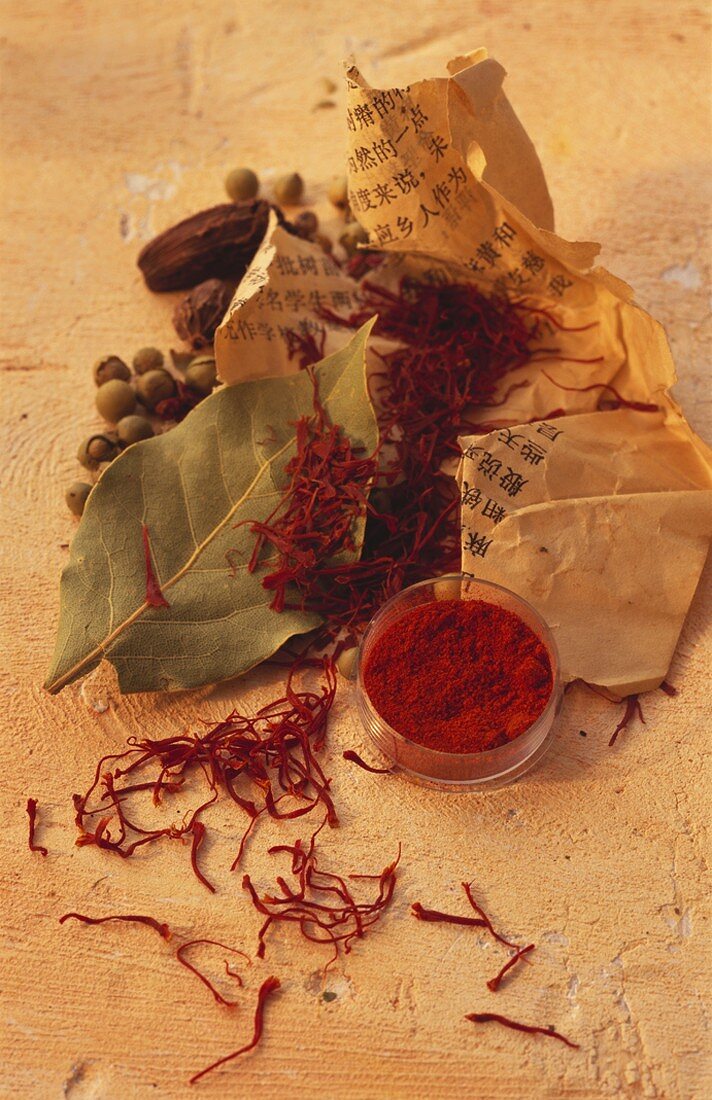 Still life with saffron and other spices