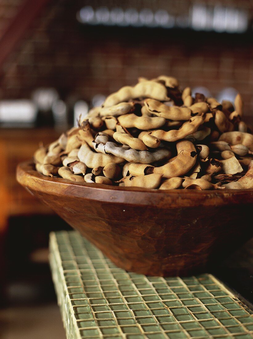 Tamarinds in a wooden bowl