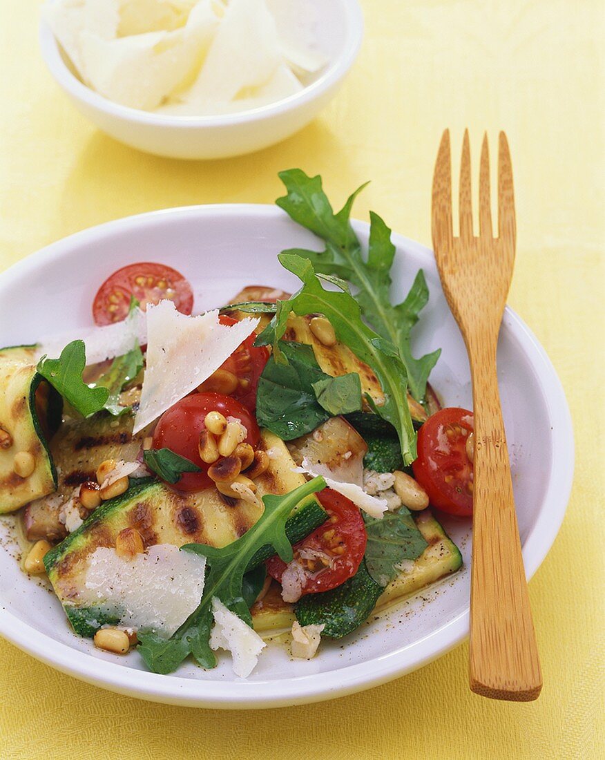 Grilled courgette and aubergine salad