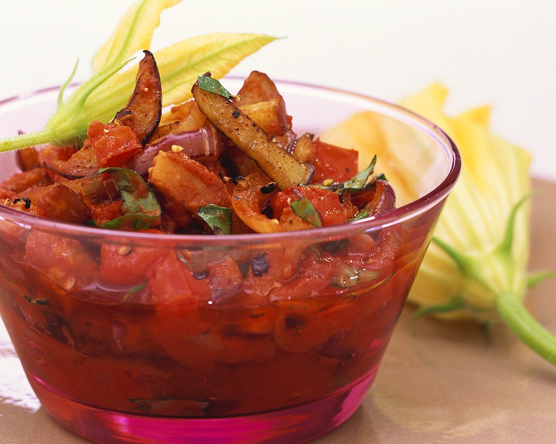 Aubergines and tomatoes