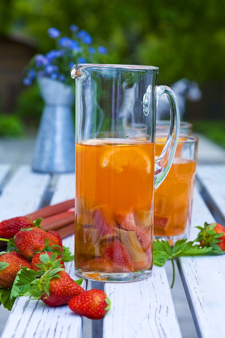Rhubarb and strawberry punch