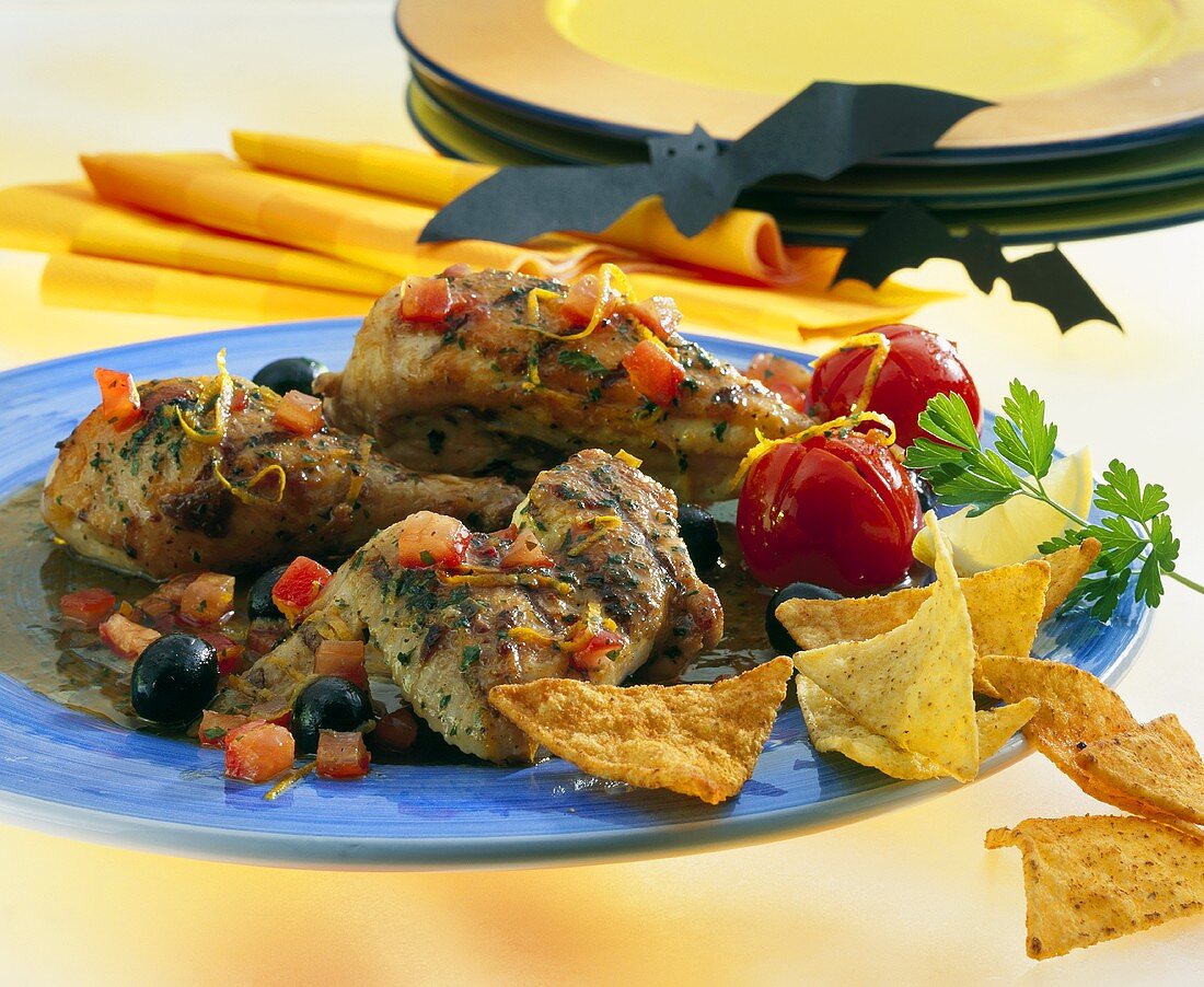 Chicken with herbs and orange zest, tacos