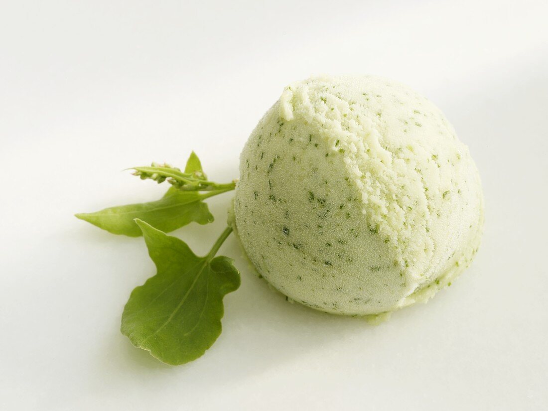 A scoop of sorrel ice cream