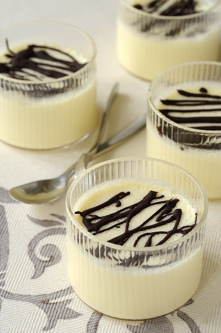 White chocolate mousse in several glasses