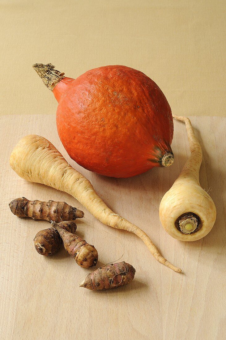 Hokkaido squash, parsnips and Jerusalem artichokes