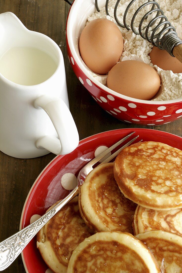Pancakes with baking ingredients