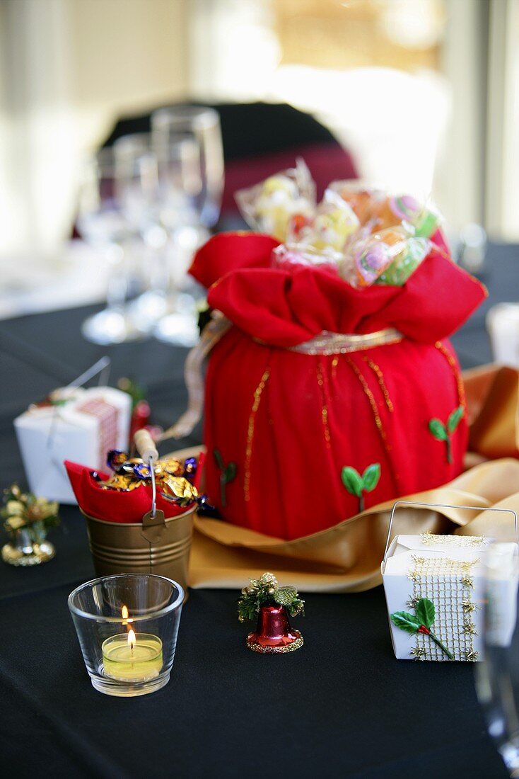 Laid table with Christmas decorations