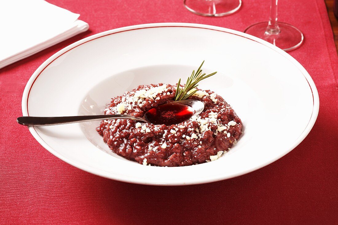 Red wine risotto with rosemary
