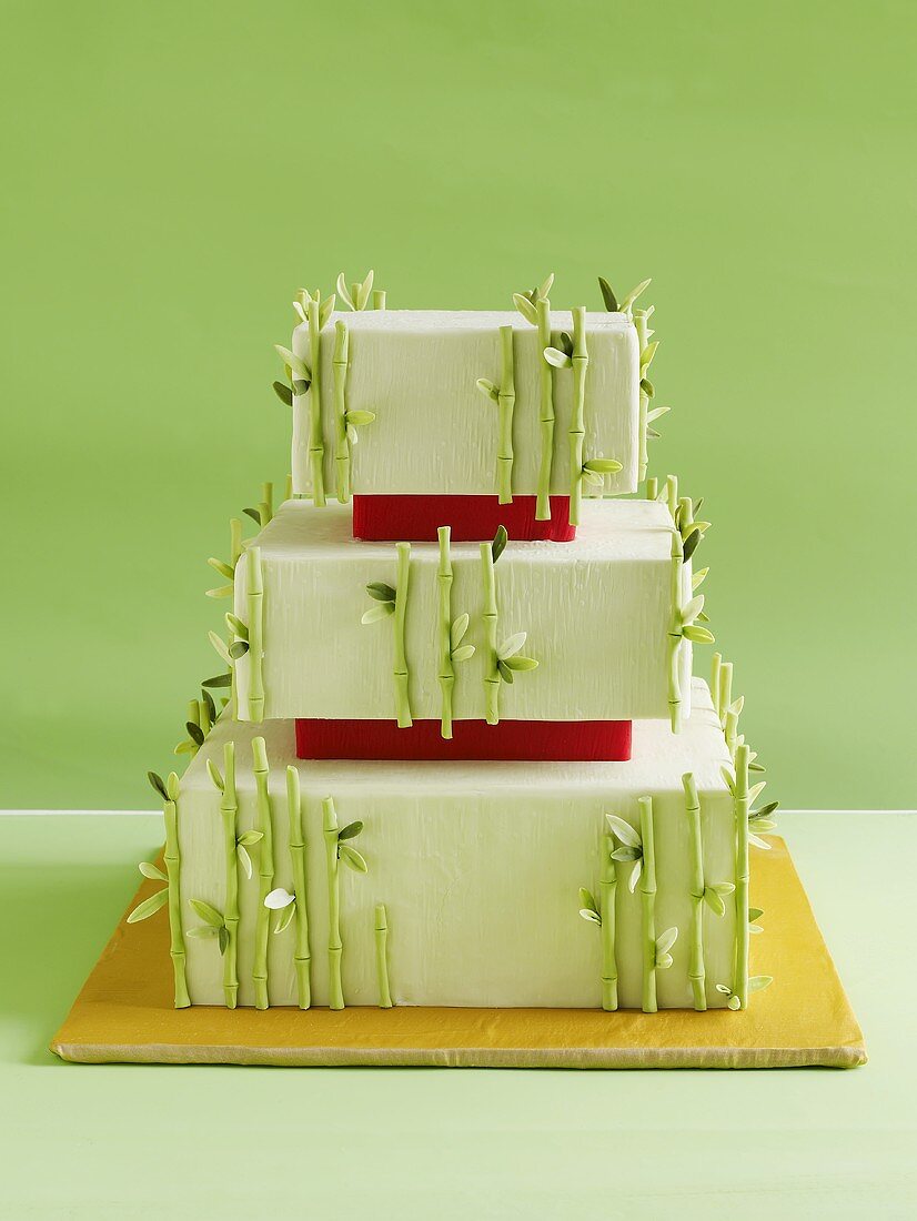 Wedding cake with bamboo