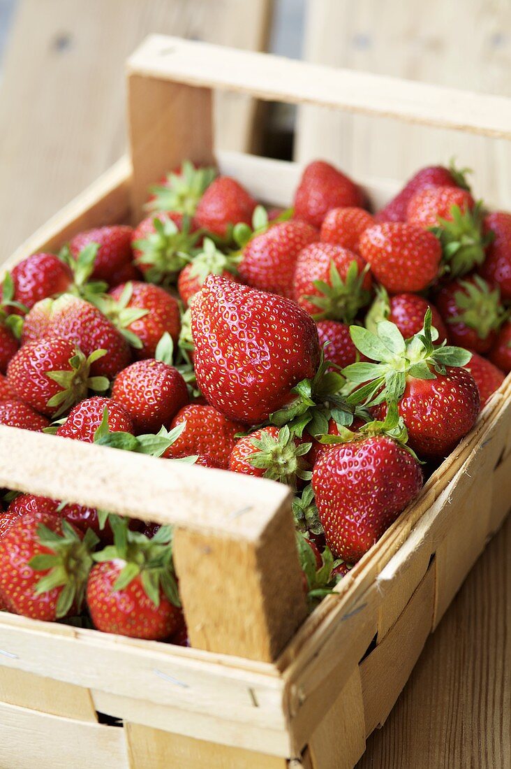 Strawberries in a fruit crate