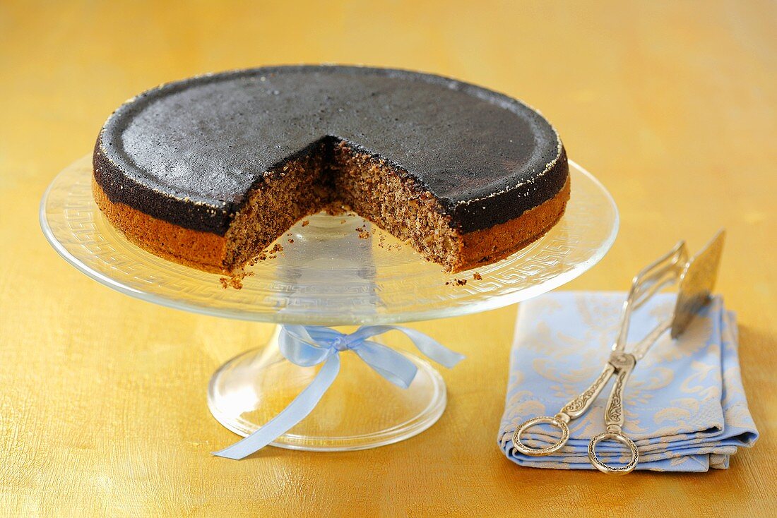 Spiced cake with chocolate icing