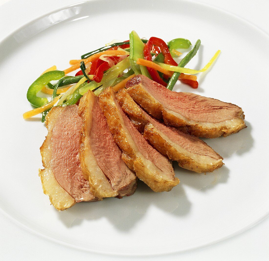 Duck breast with vegetables