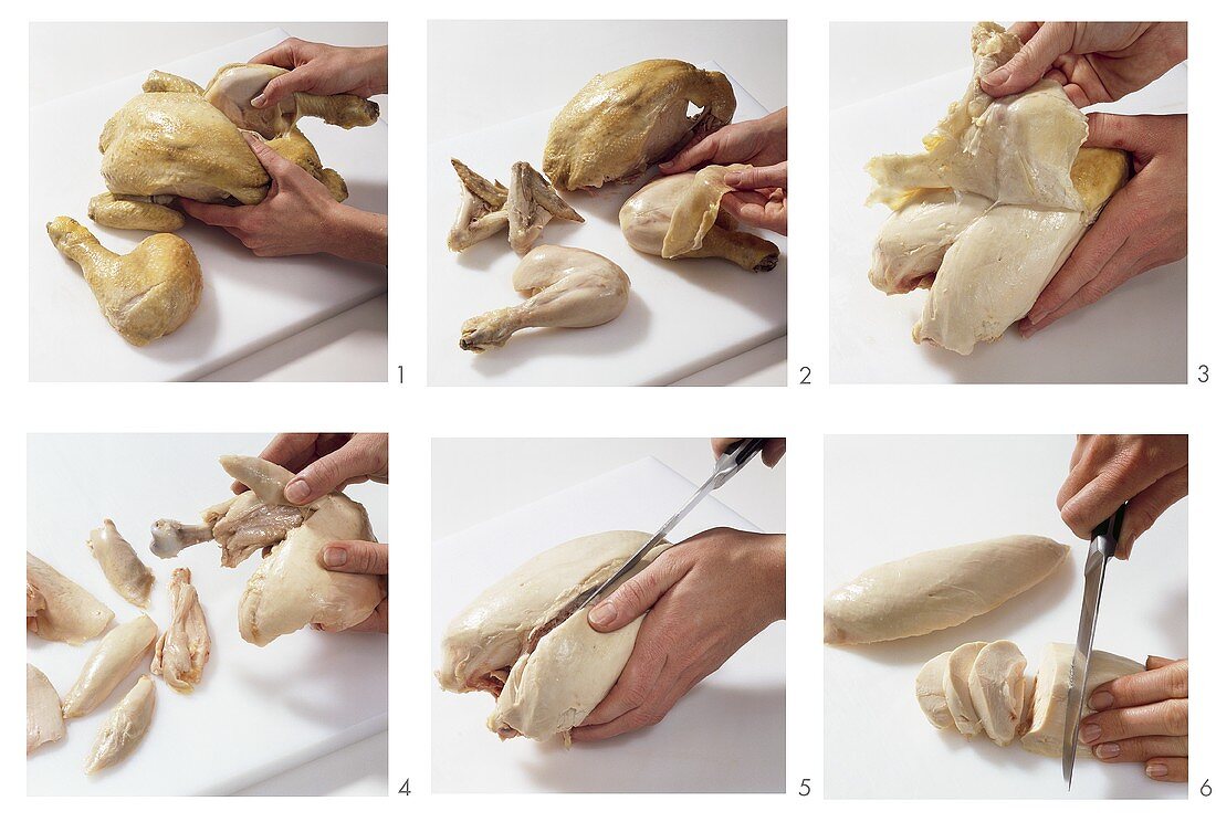 Boning a cooked chicken