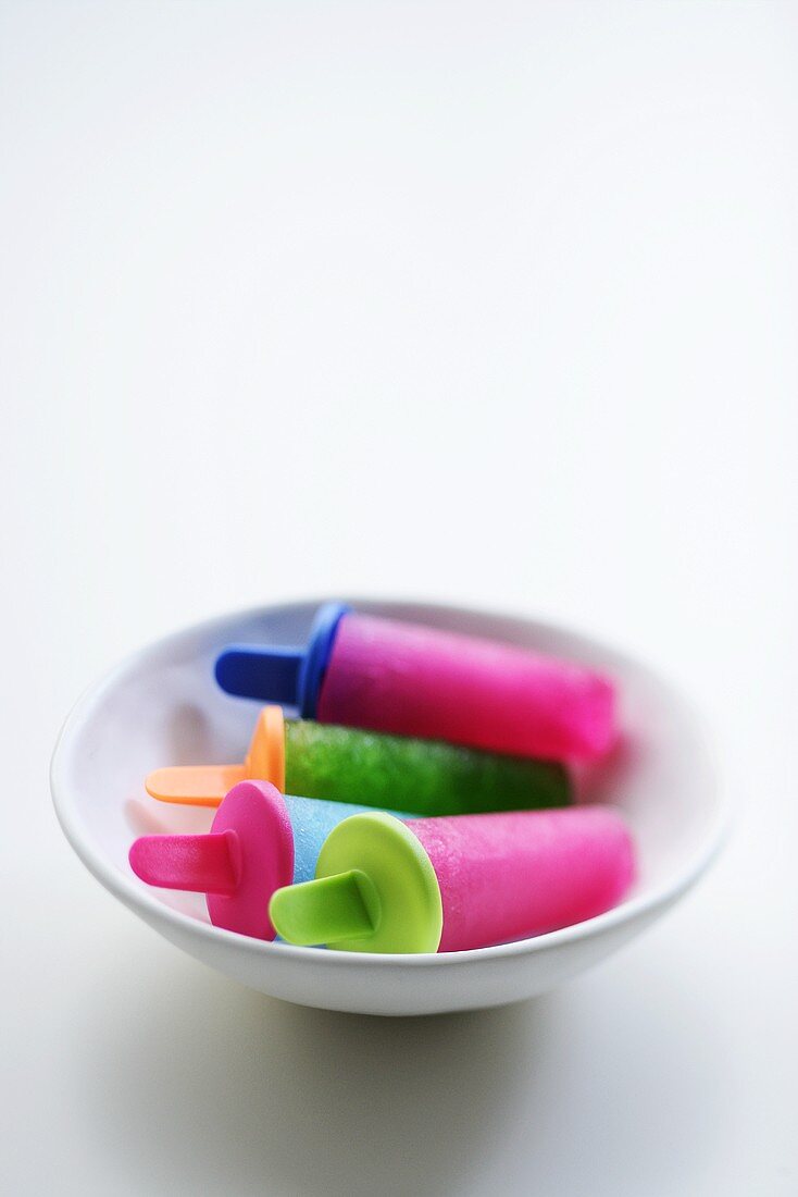 Colourful home-made ice lollies