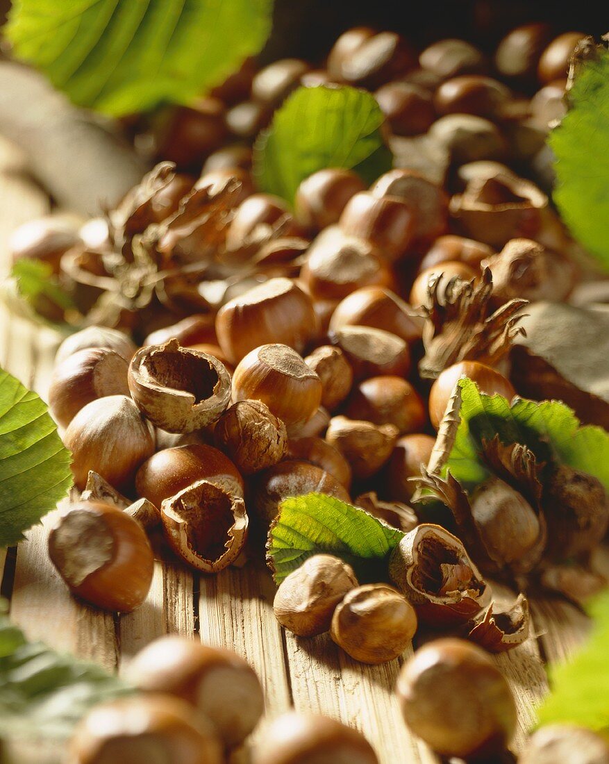 Shelled and unshelled hazelnuts