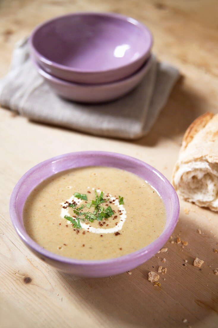Red lentil cream soup with coconut milk