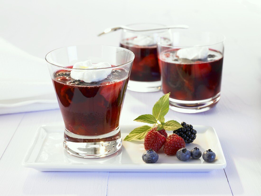 Champagne terrine with berries and cherries