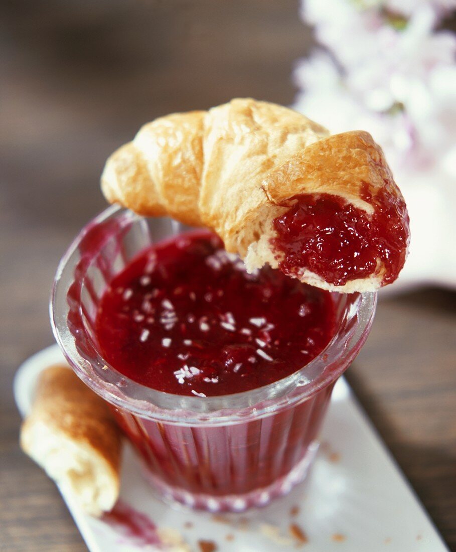 Croissant with cherry spread