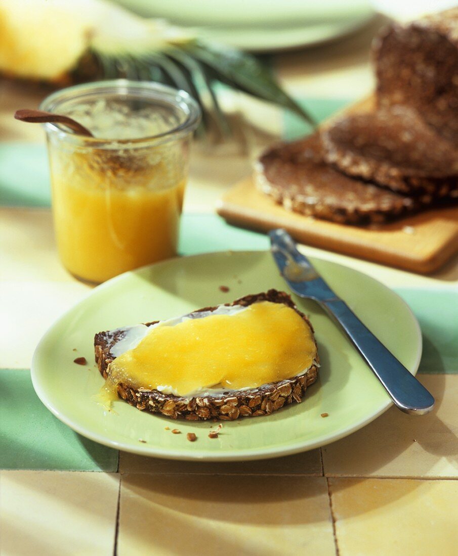 Pineapple and ginger spread on wholemeal bread