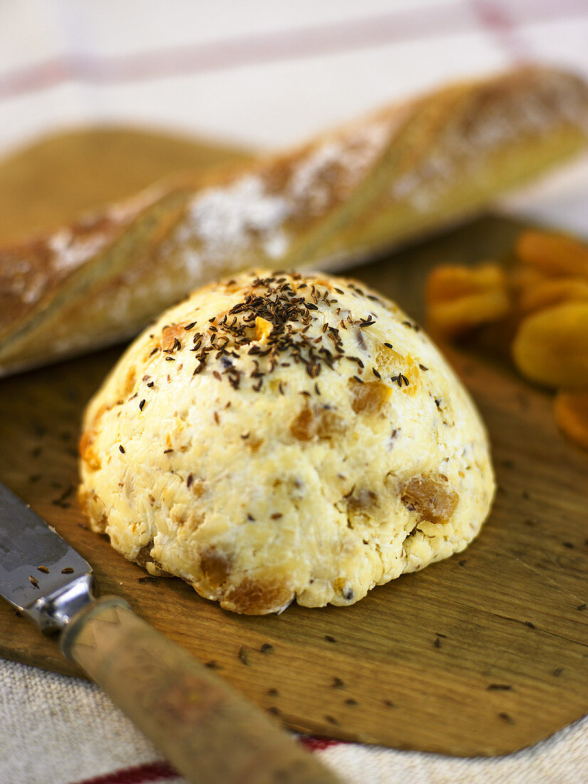 Spicy soft cheese with caraway seeds