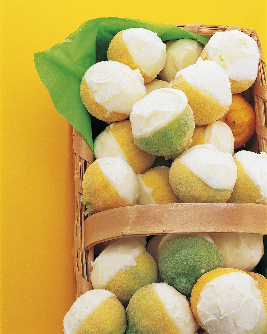 Lemons filled with ice cream