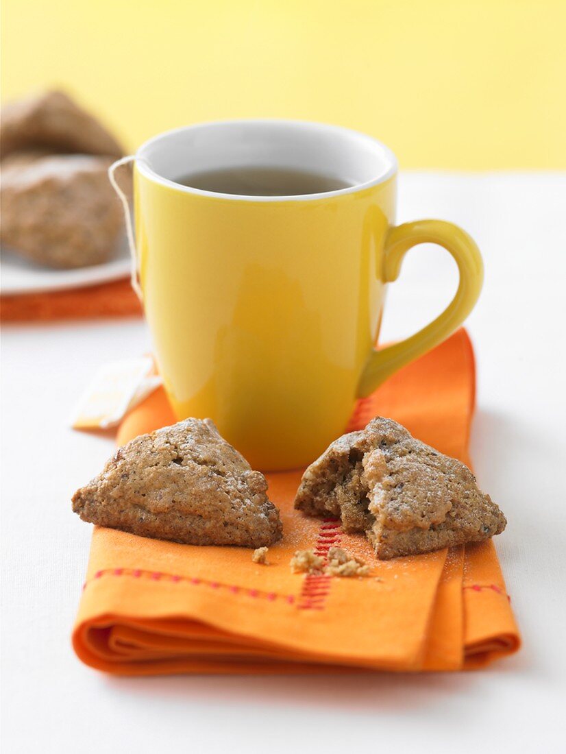 Nut cookies and a mug of tea