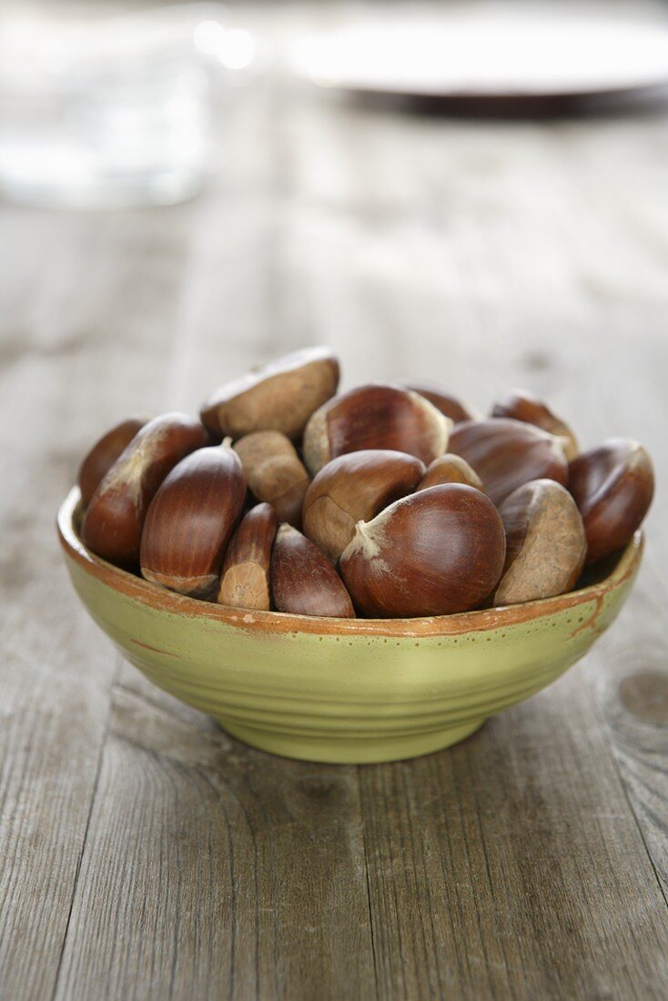 Sweet chestnuts in a bowl