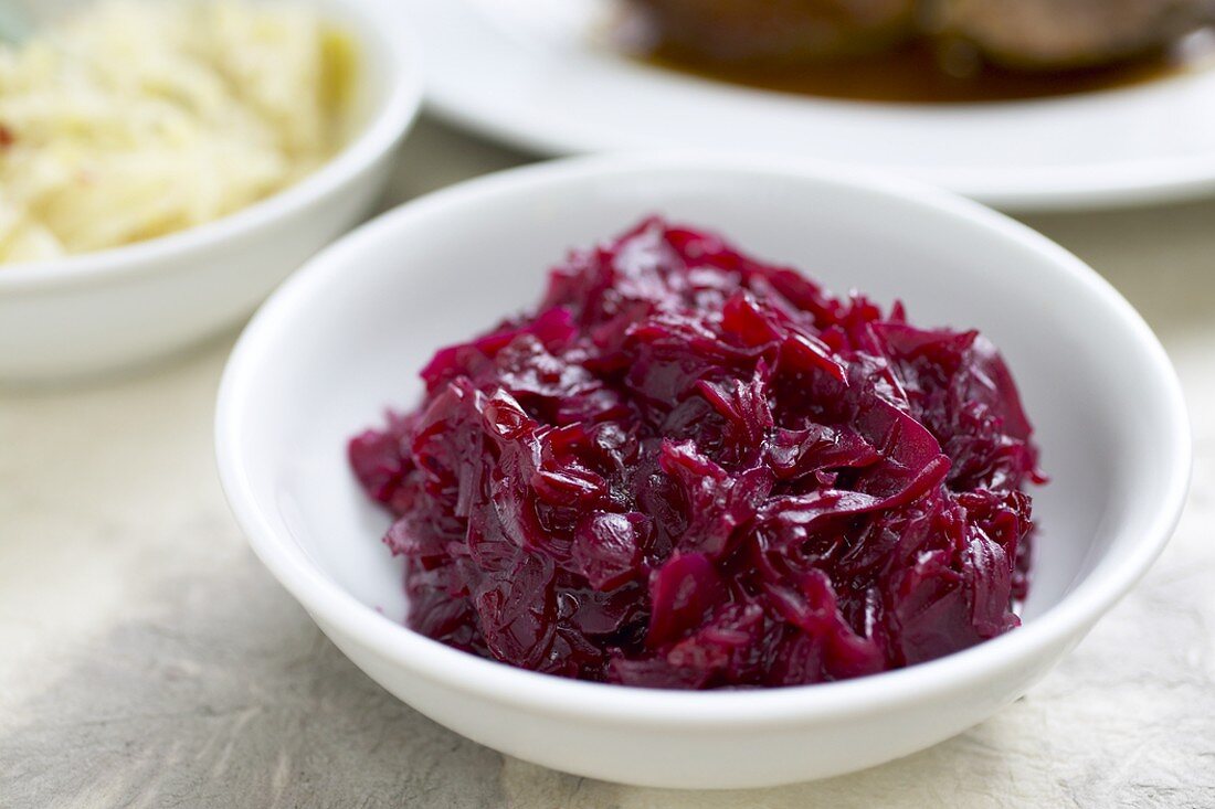 A side dish of red cabbage