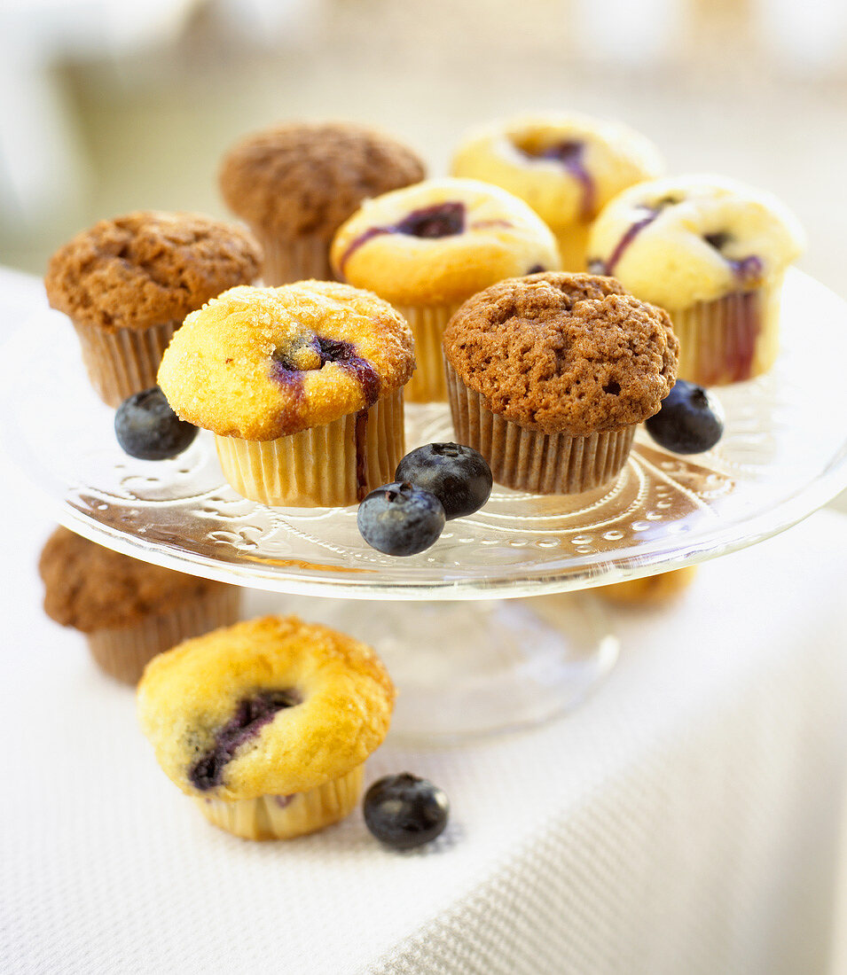 Small chocolate- and blueberry muffins