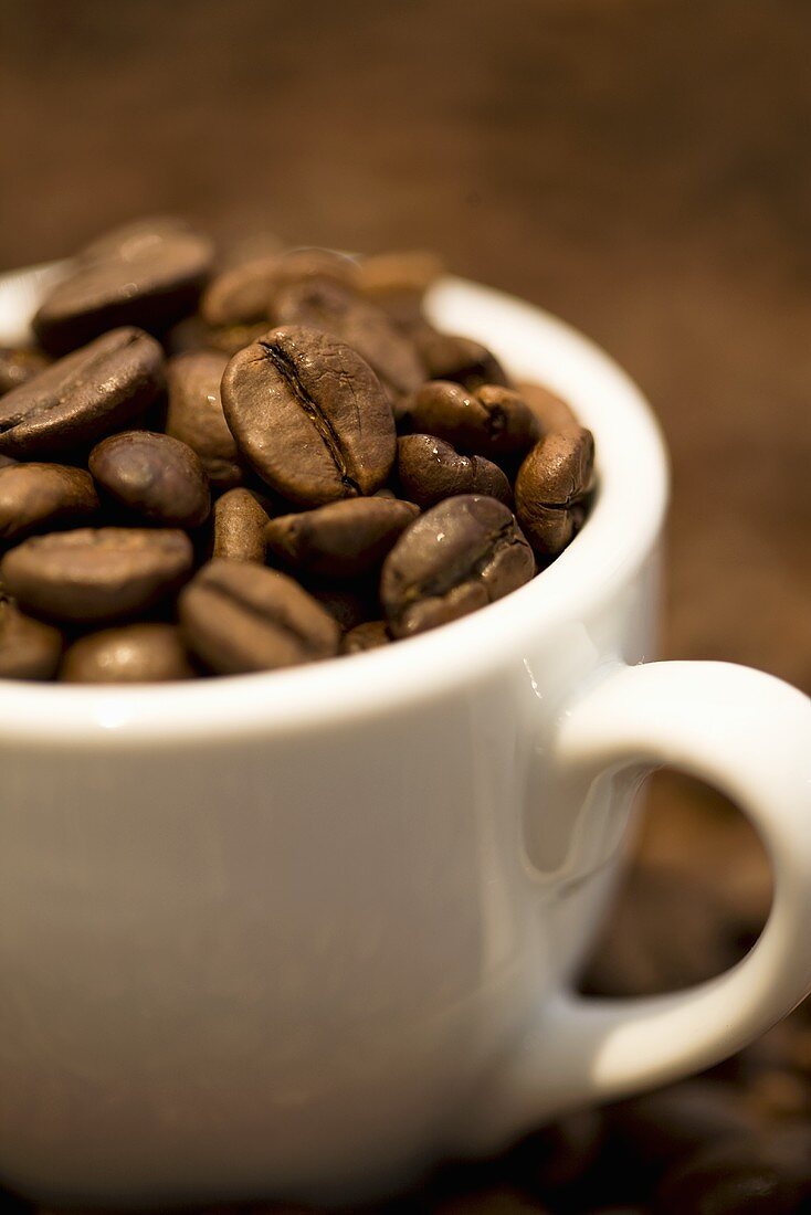 Tasse mit Kaffeebohnen