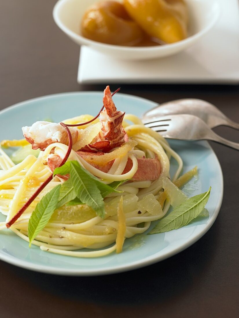 Lemon linguine with lobster