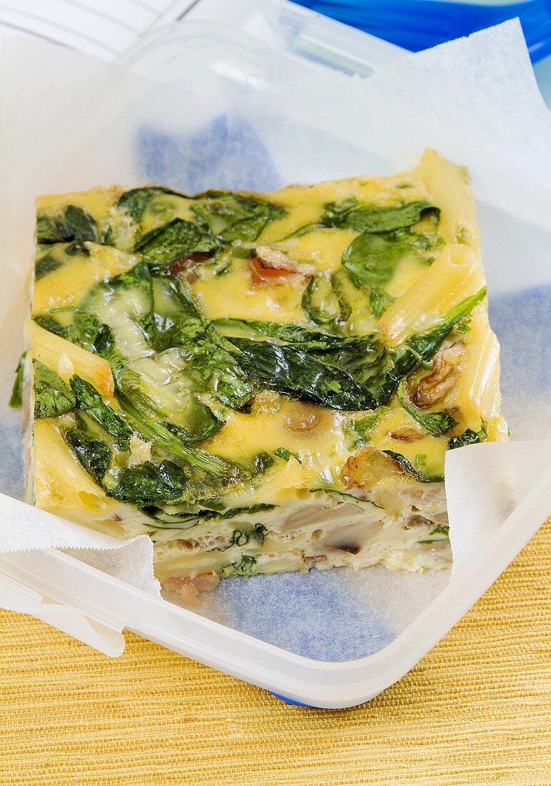 Spinach, bacon and mushroom frittata