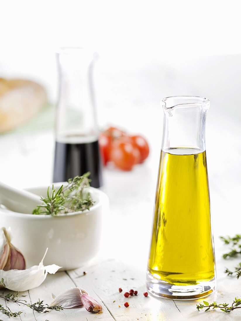 Olive oil, garlic, herbs and balsamic vinegar