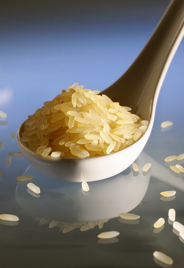 Basmati rice on Chinese spoon