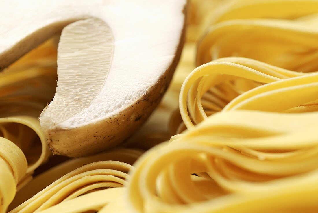 Cep on tagliatelle