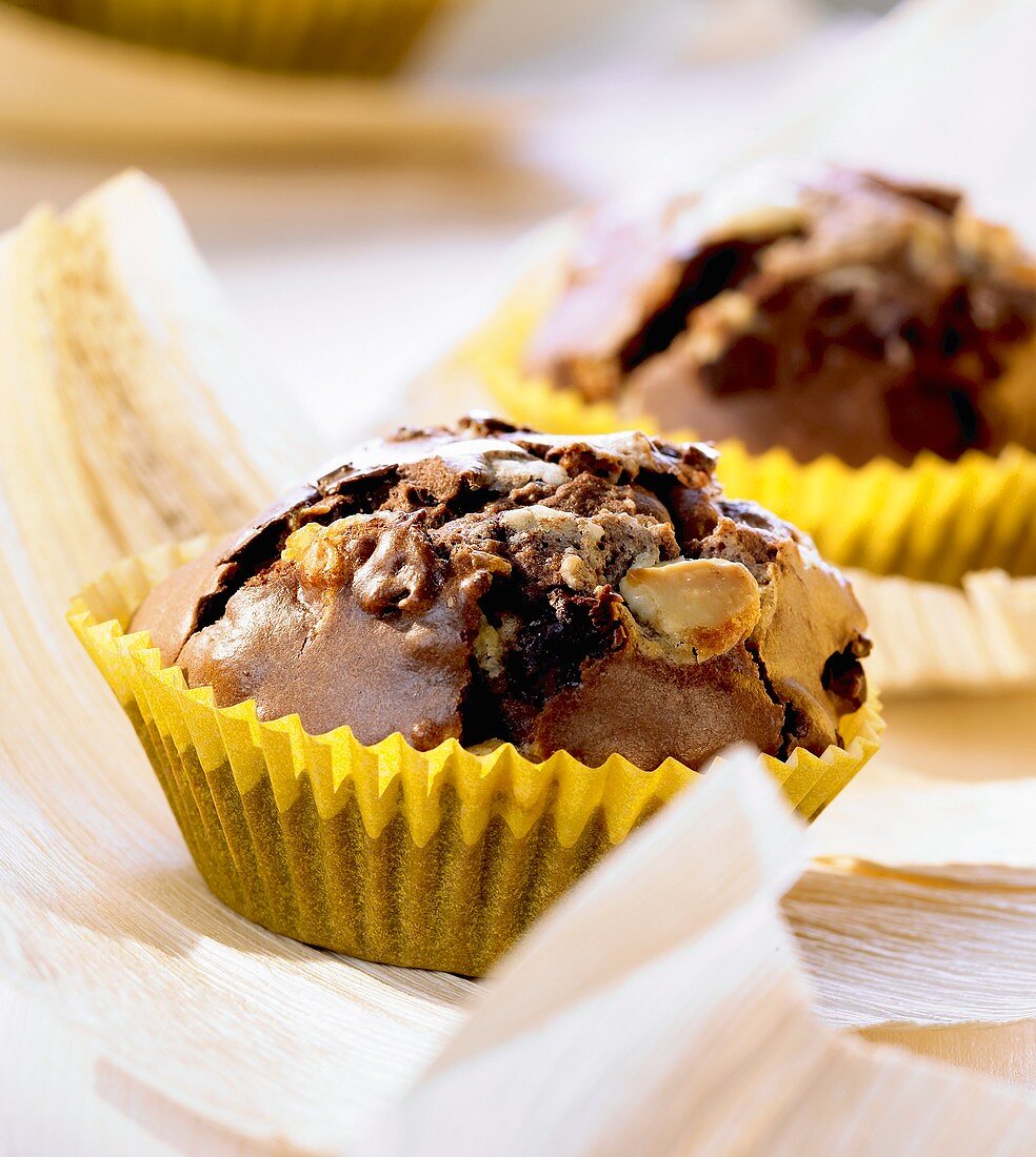 Chocolate muffin with almonds