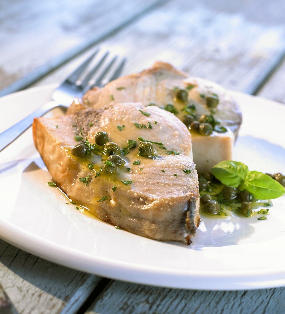 Swordfish with caper and lime sauce