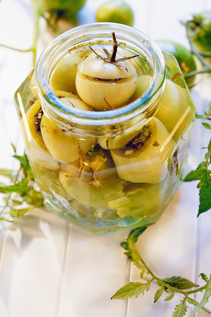 Pickled green tomatoes