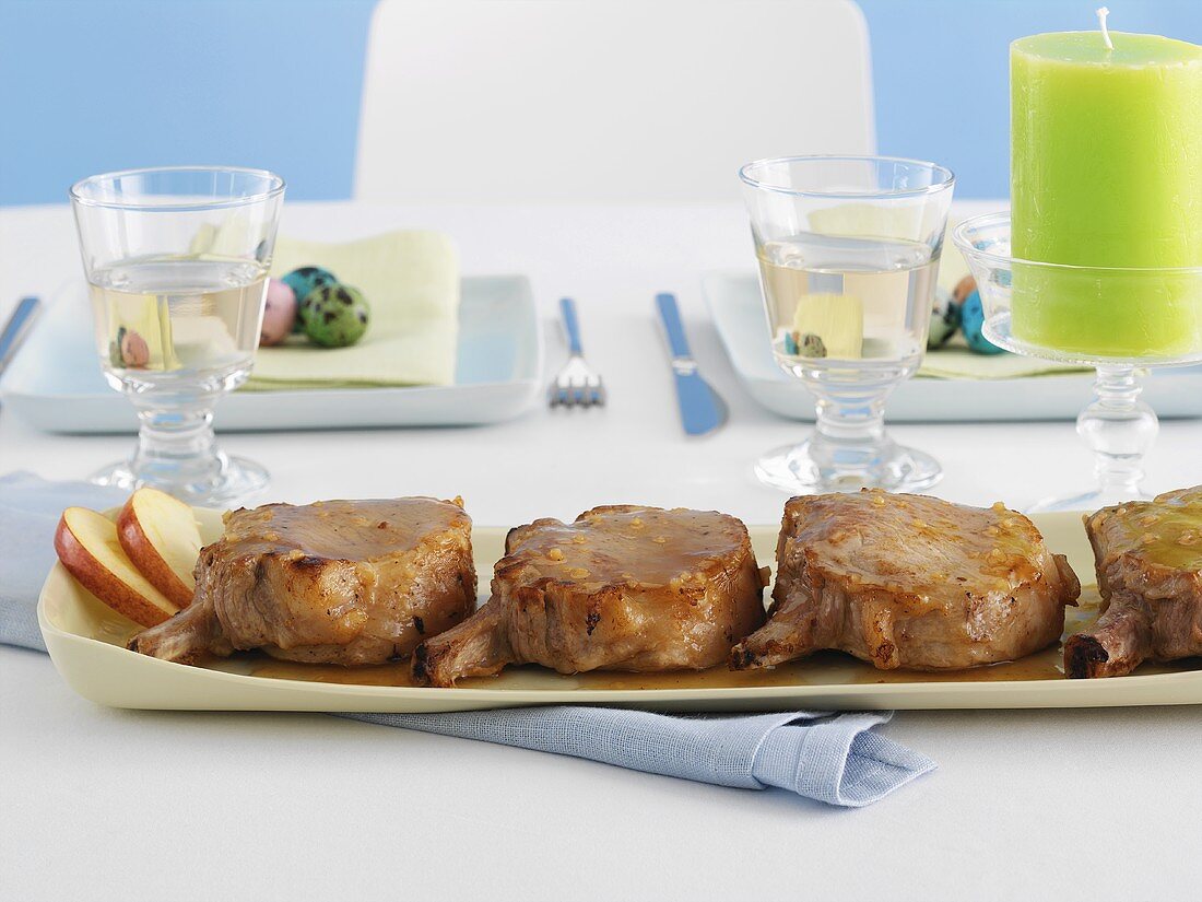 Pork chops with apple and ginger sauce