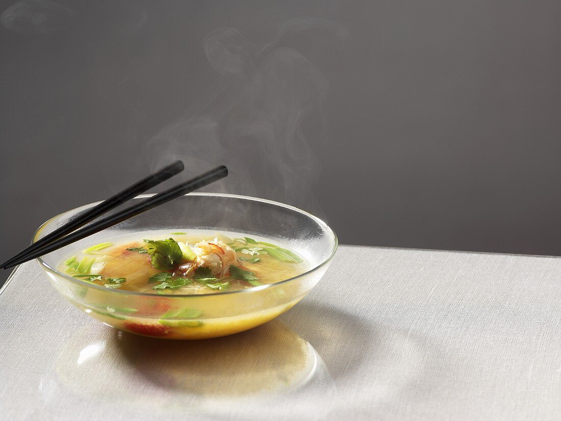 Asian prawn soup with coriander