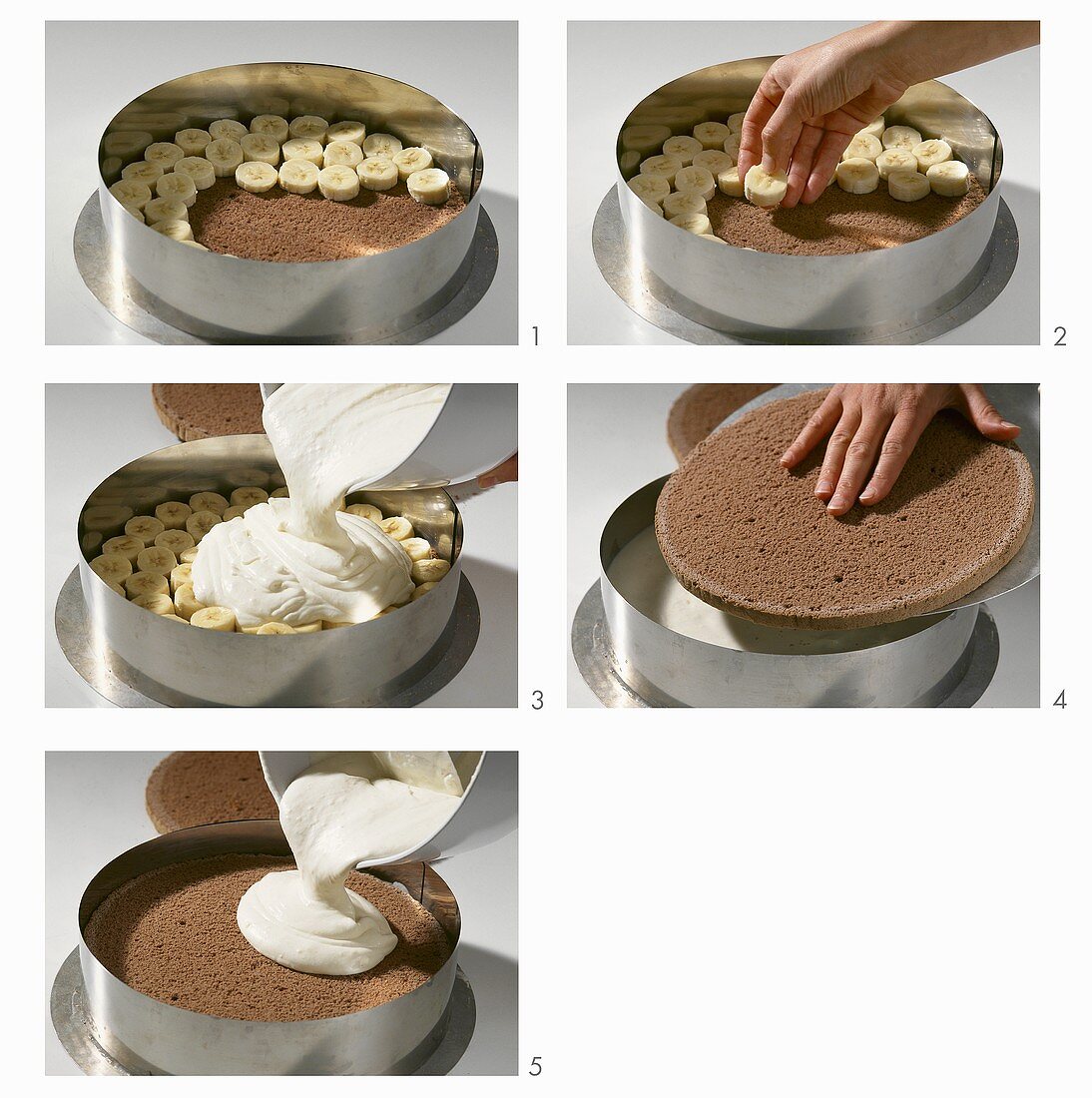 Making a chocolate banana cake with yoghurt cream