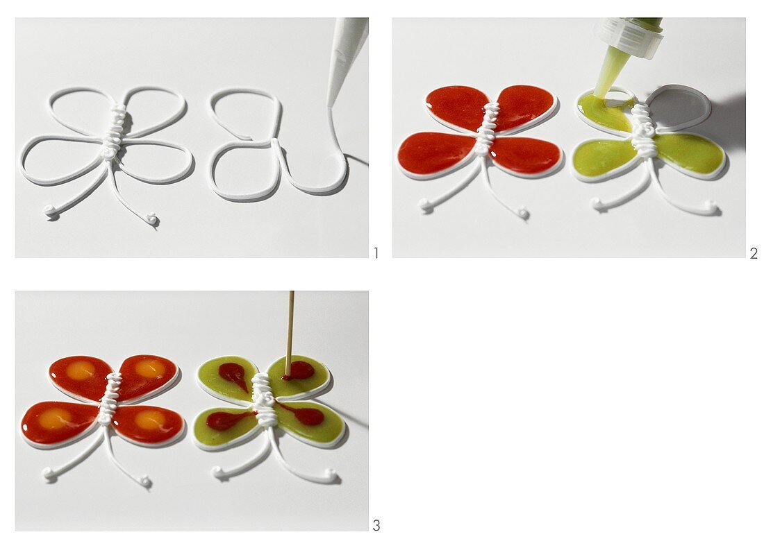 Schmetterlinge aus Eiweiss und Fruchtmark herstellen