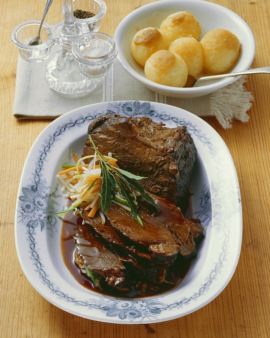 Roast beef Esterhazy style, with potato dumplings