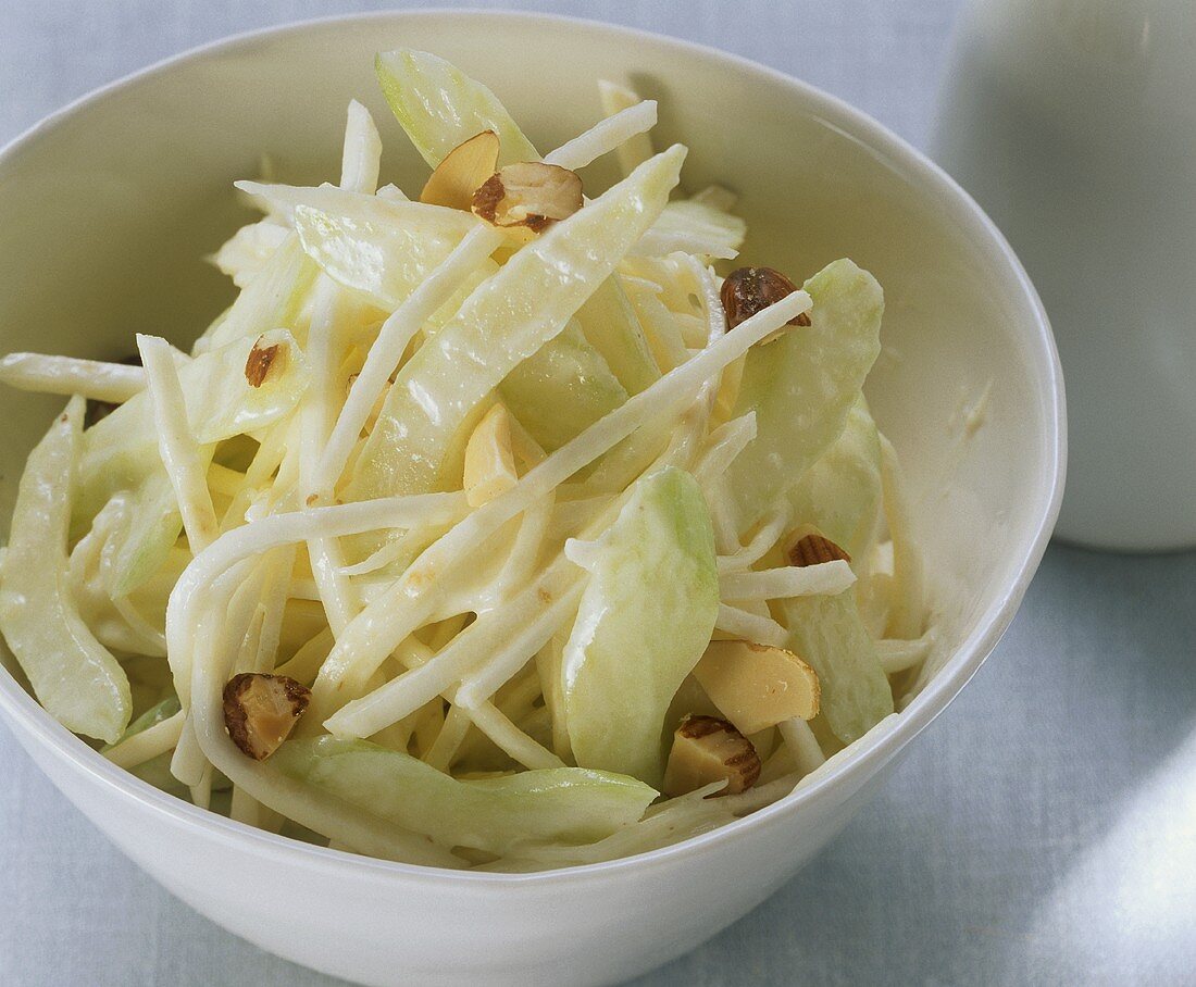 Celery and almond salad with mayonnaise