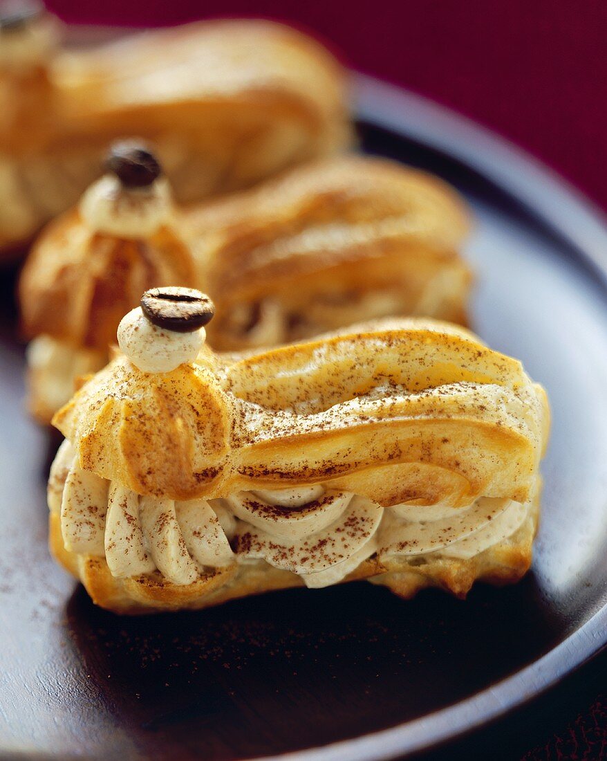 Éclairs filled with coffee cream
