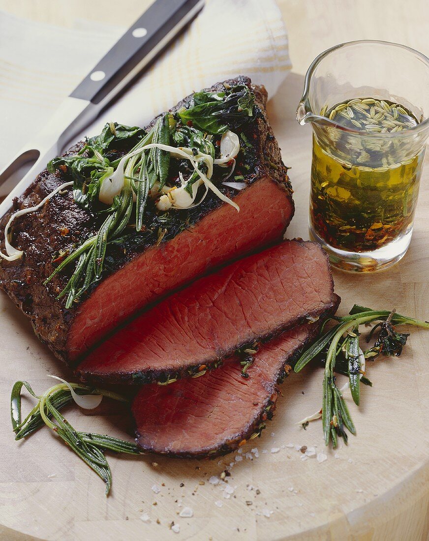 Roast beef with lukewarm spiced oil